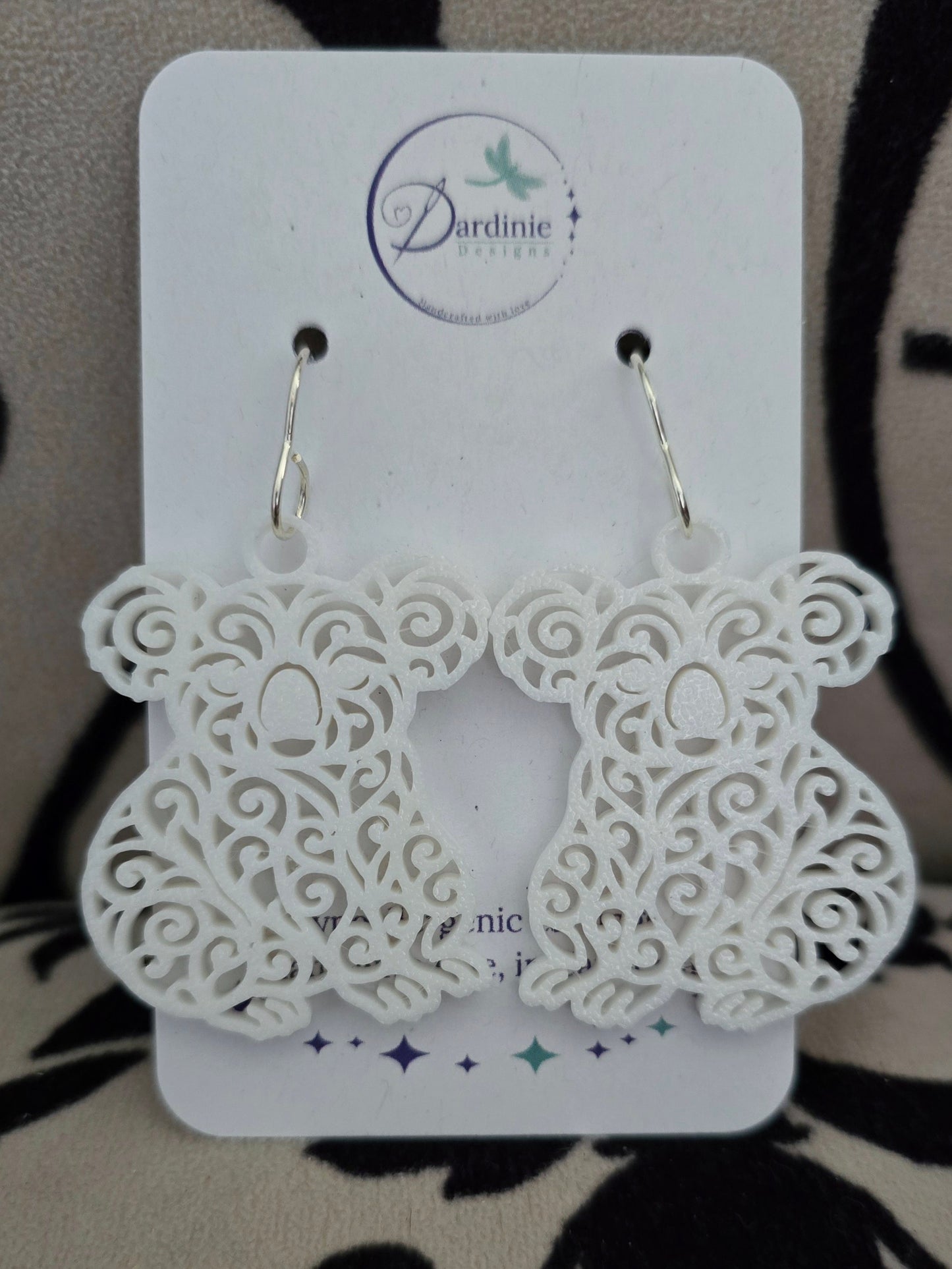Australian Animal Collection- Koala 3D Printed Earrings with Hypoallergenic Hooks