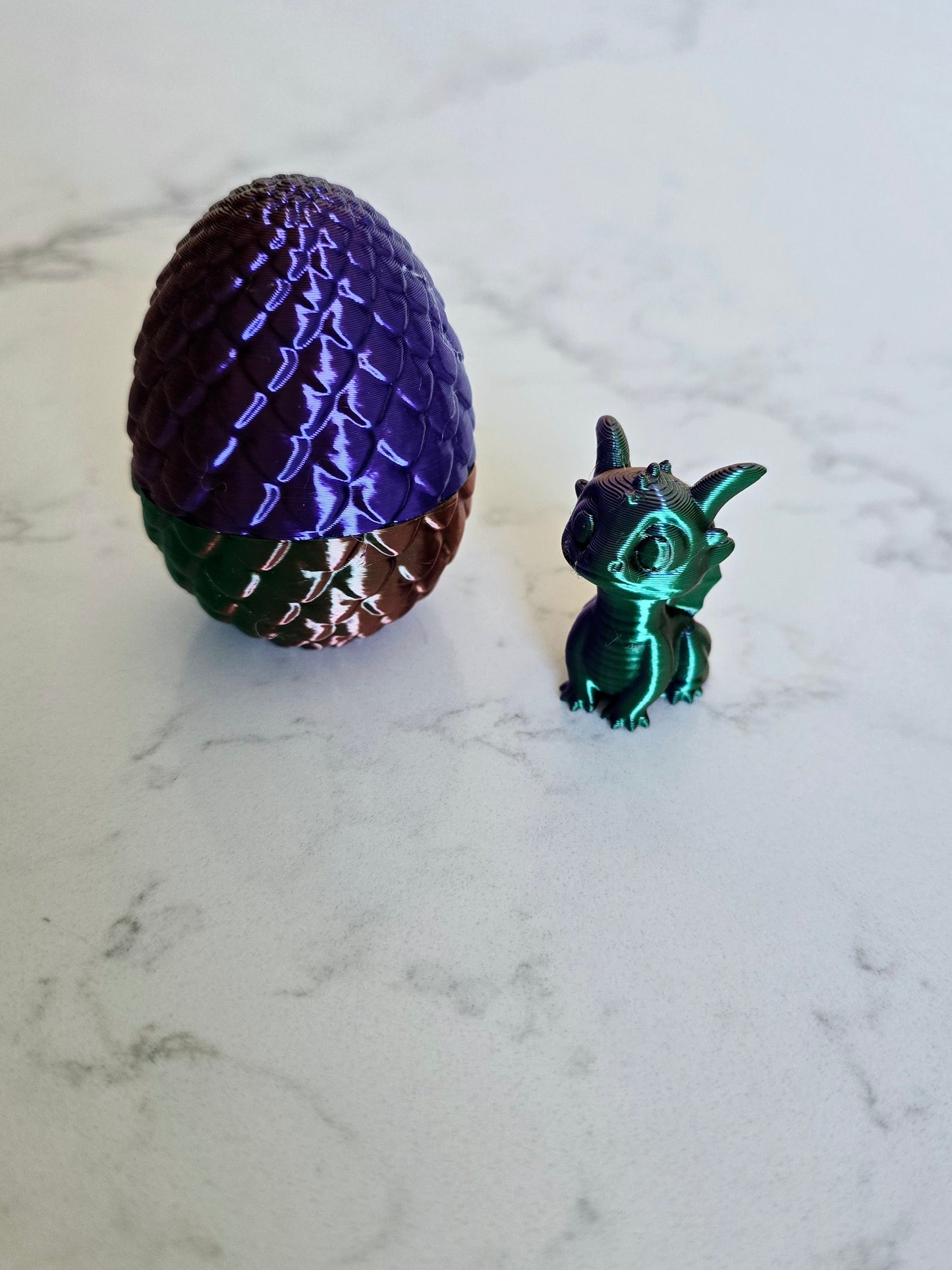 3D Printed Dragon Egg with Tiny Dragon Inside – Imperfect Print
