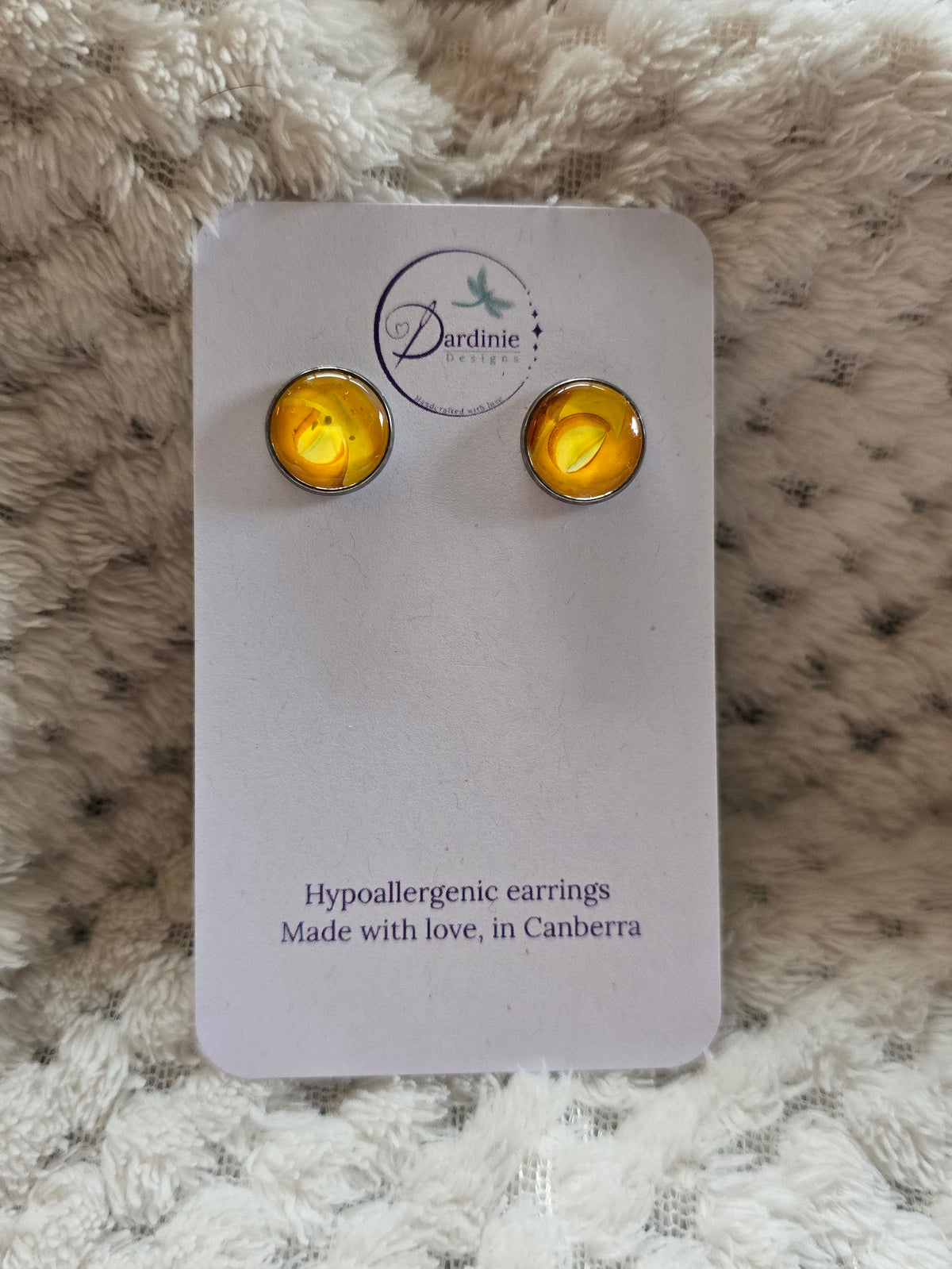 Recycled Paint Pour Stud Earrings – One of a Kind Stainless Steel Earrings