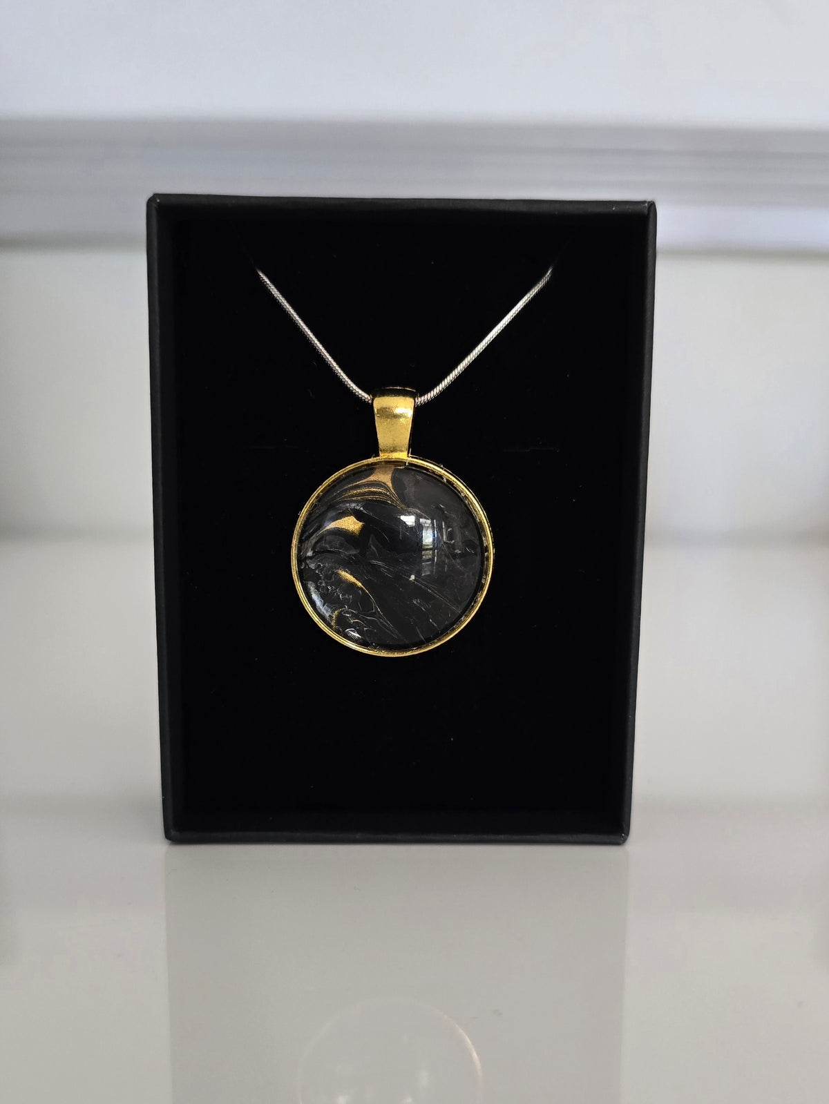 Recycled Paint Pour Jewellery – One of a Kind Stainless Steel Necklace