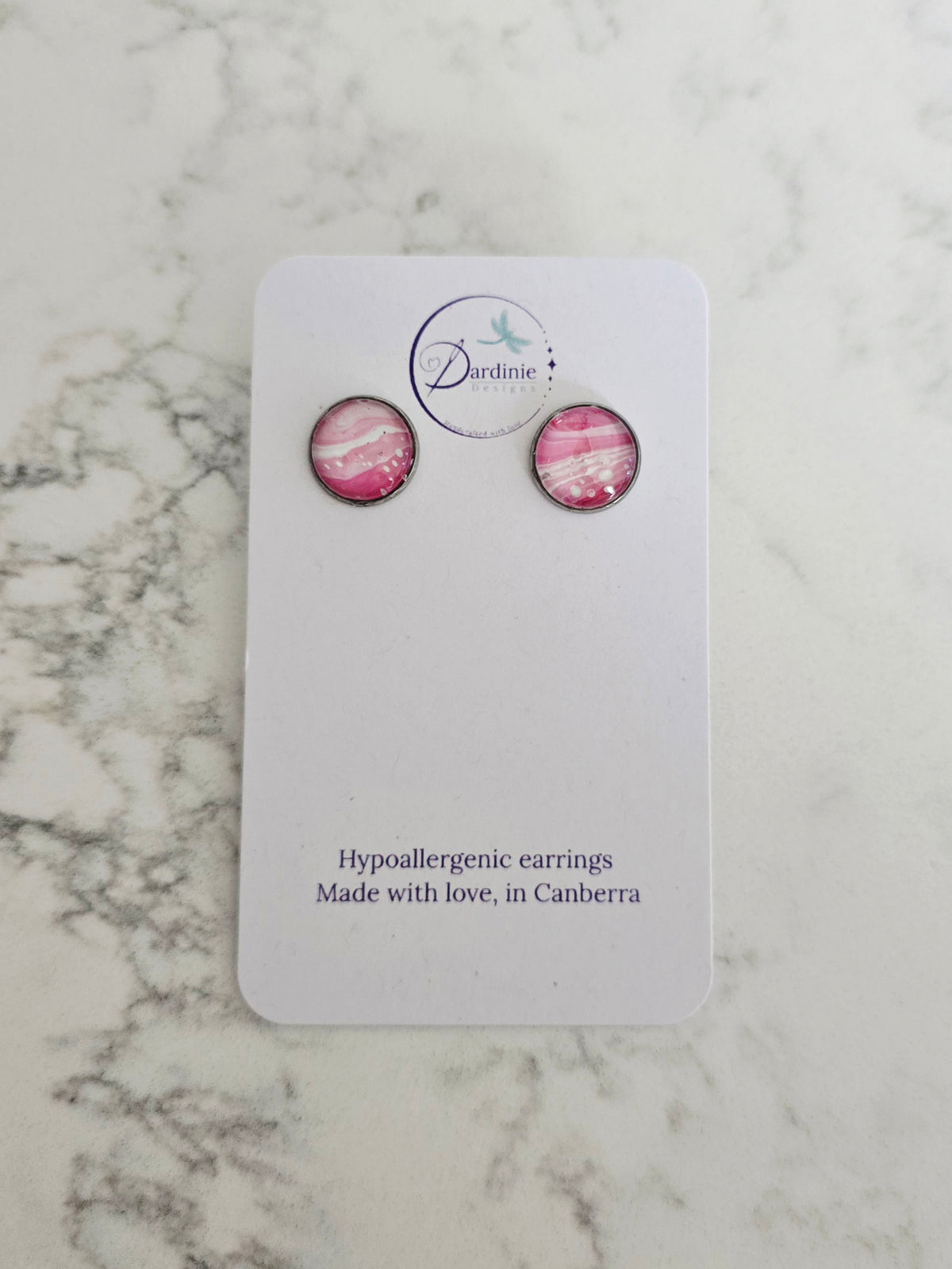 Recycled Paint Pour Stud Earrings – One of a Kind Stainless Steel Earrings