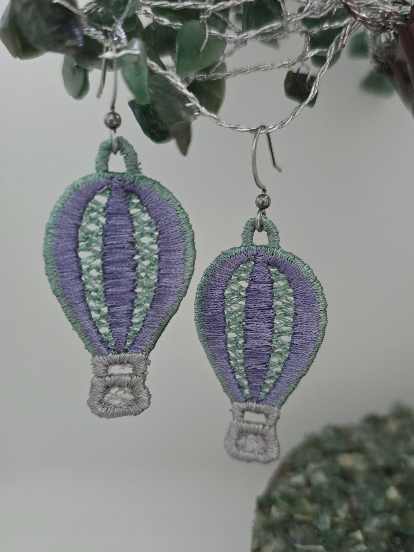 Hot Air Balloon Lightweight Embroidered Earrings with Hypoallergenic hooks