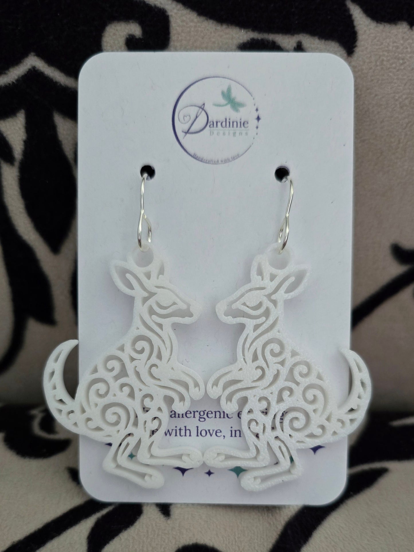 Australian Animal Collection- Wallaby 3D Printed Earrings with Hypoallergenic Hooks