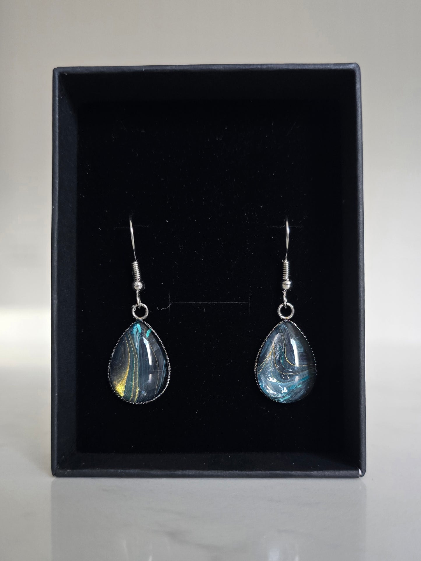 9 to 5 - Recycled Paint Pour Jewellery – One of a Kind Stainless Steel Earrings