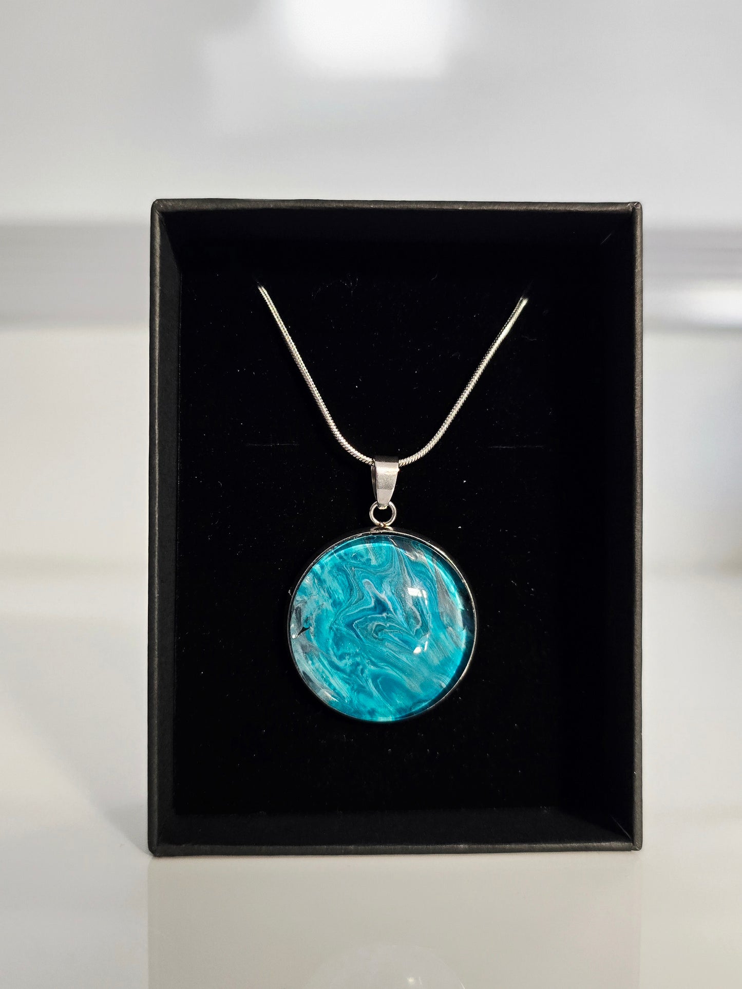 Recycled Paint Pour Jewellery – One of a Kind Stainless Steel Necklace