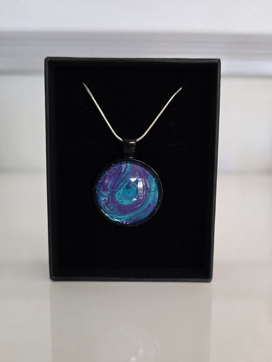 Recycled Paint Pour Jewellery – One of a Kind Stainless Steel Necklace