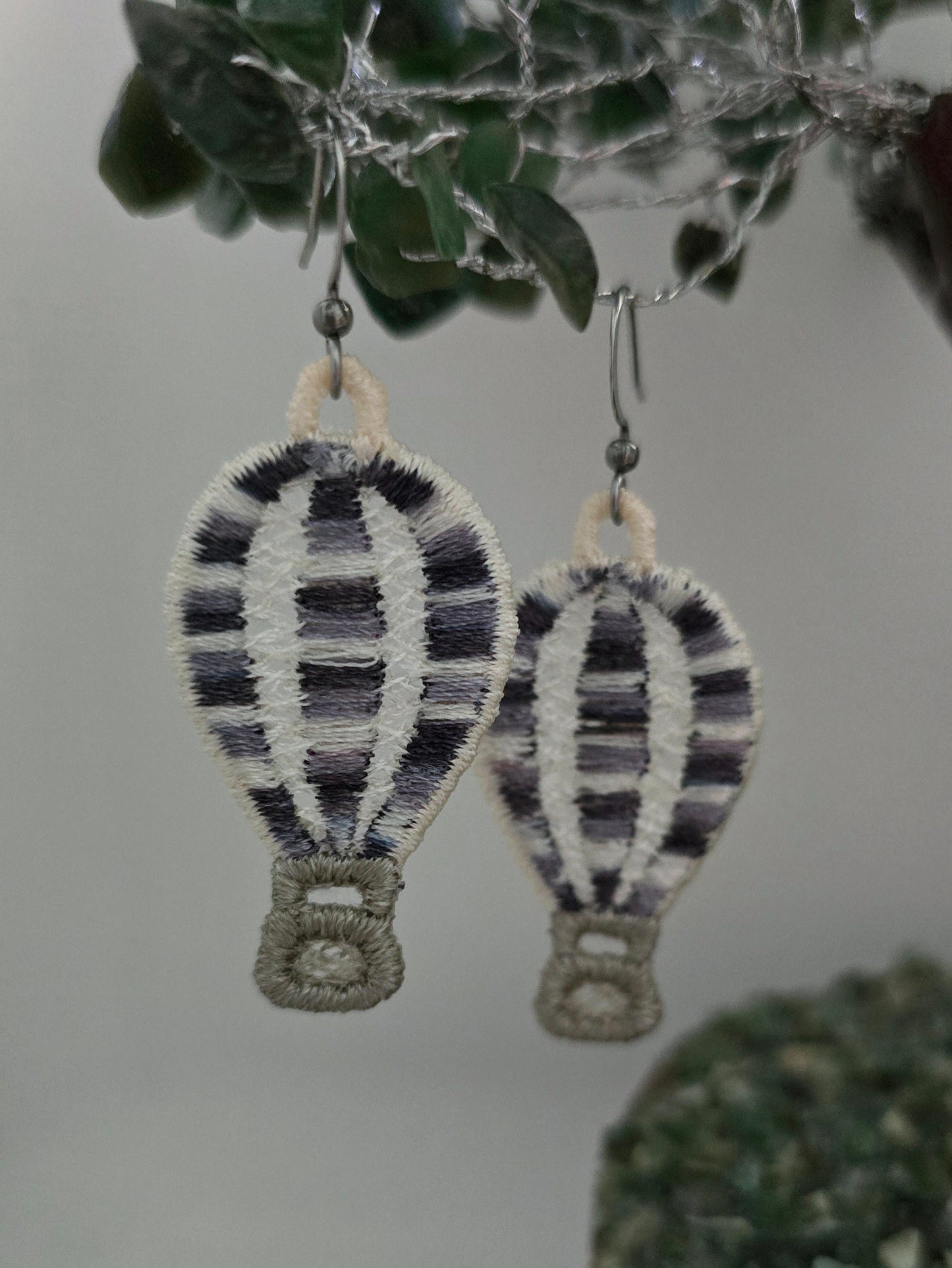 Hot Air Balloon Lightweight Embroidered Earrings with Hypoallergenic hooks