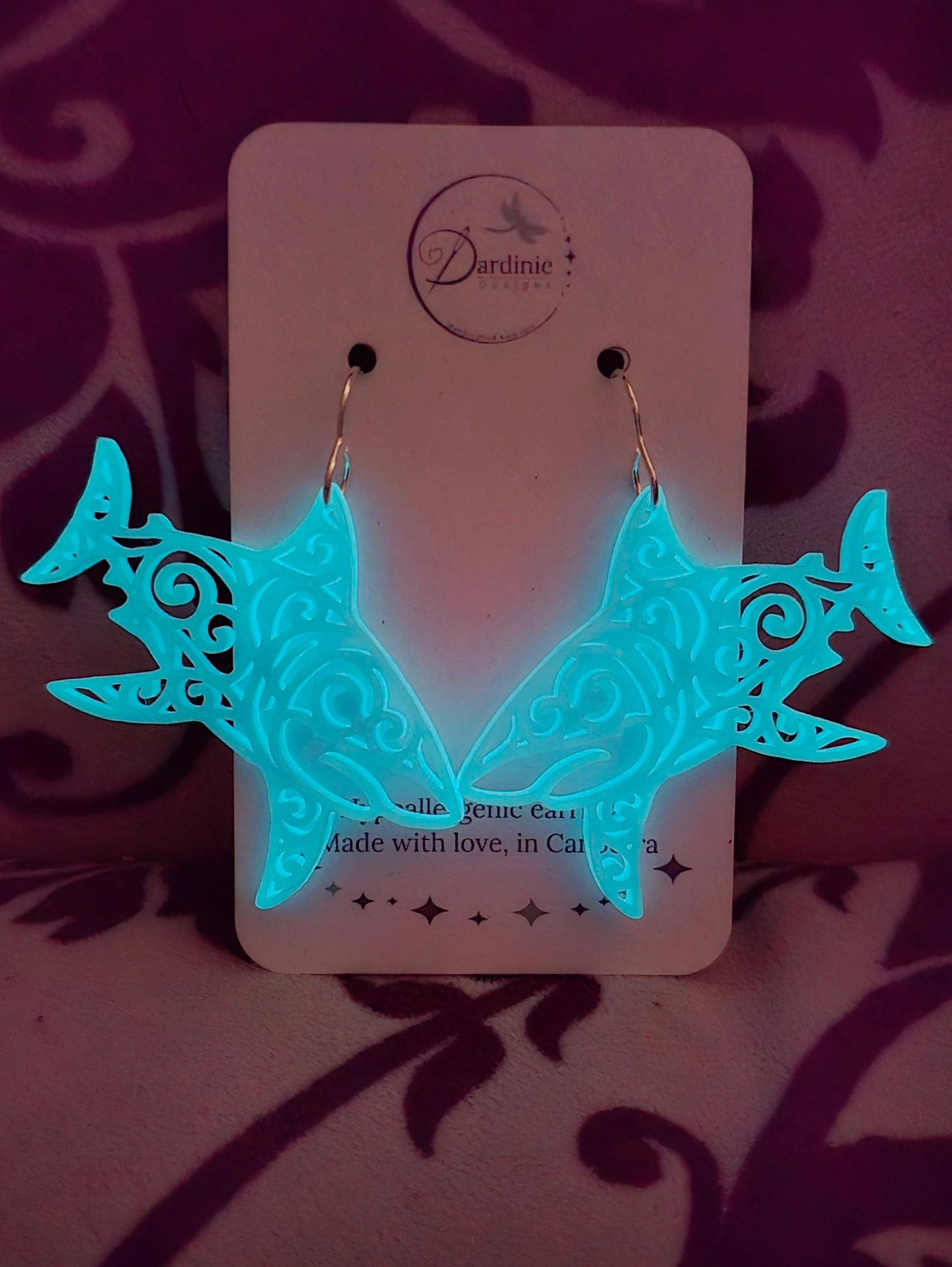 Australian Animal Collection - Great White Shark 3D Printed Earrings with Hypoallergenic Hooks