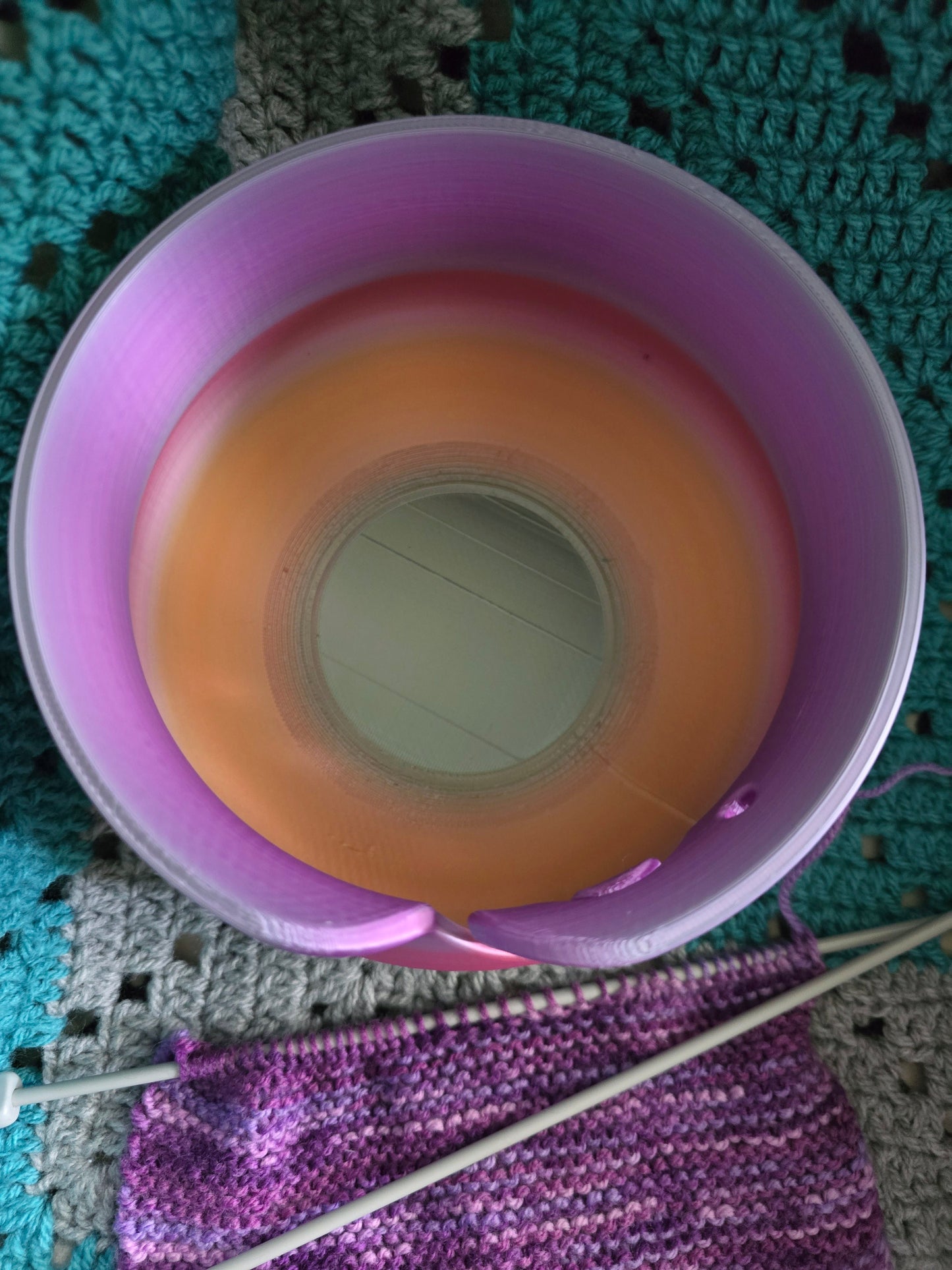 Large Rainbow Yarn Bowl, 3D Printed