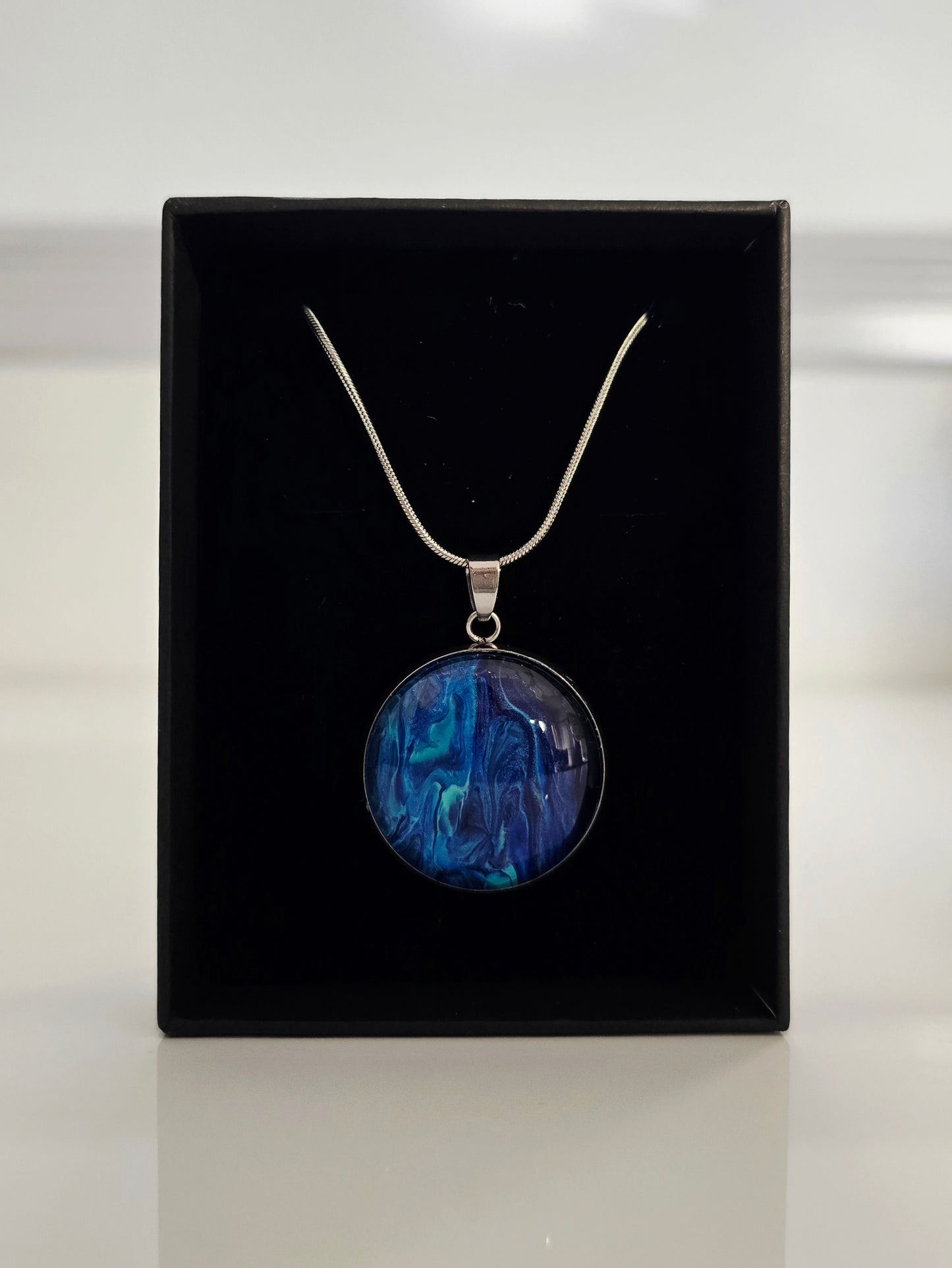Recycled Paint Pour Jewellery – One of a Kind Stainless Steel Necklace