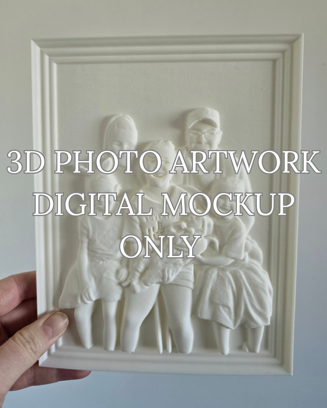 Free Mockup Preview – Custom 3D Printed Photo – Raised Family Portrait Keepsake