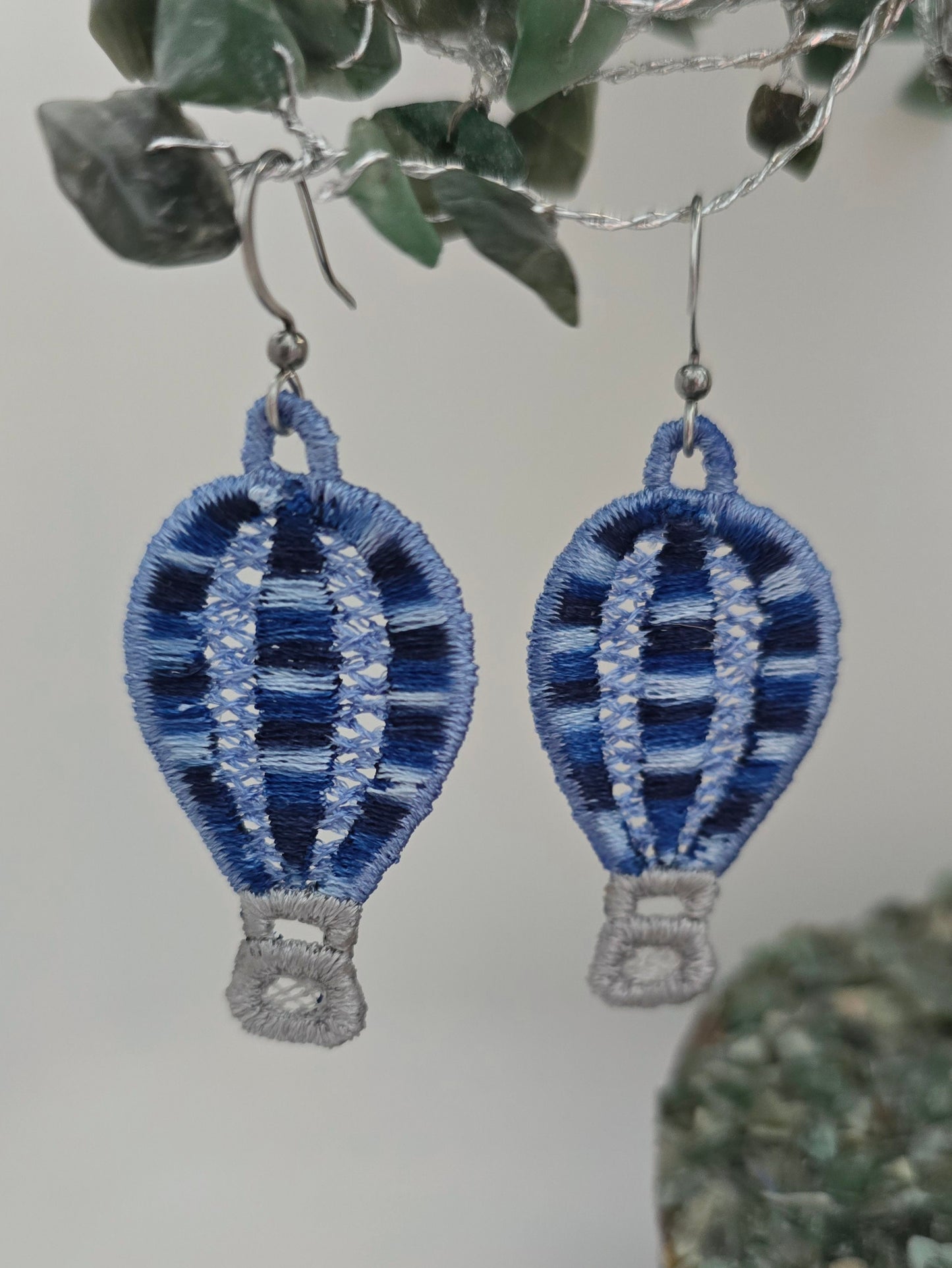 Hot Air Balloon Lightweight Embroidered Earrings with Hypoallergenic hooks