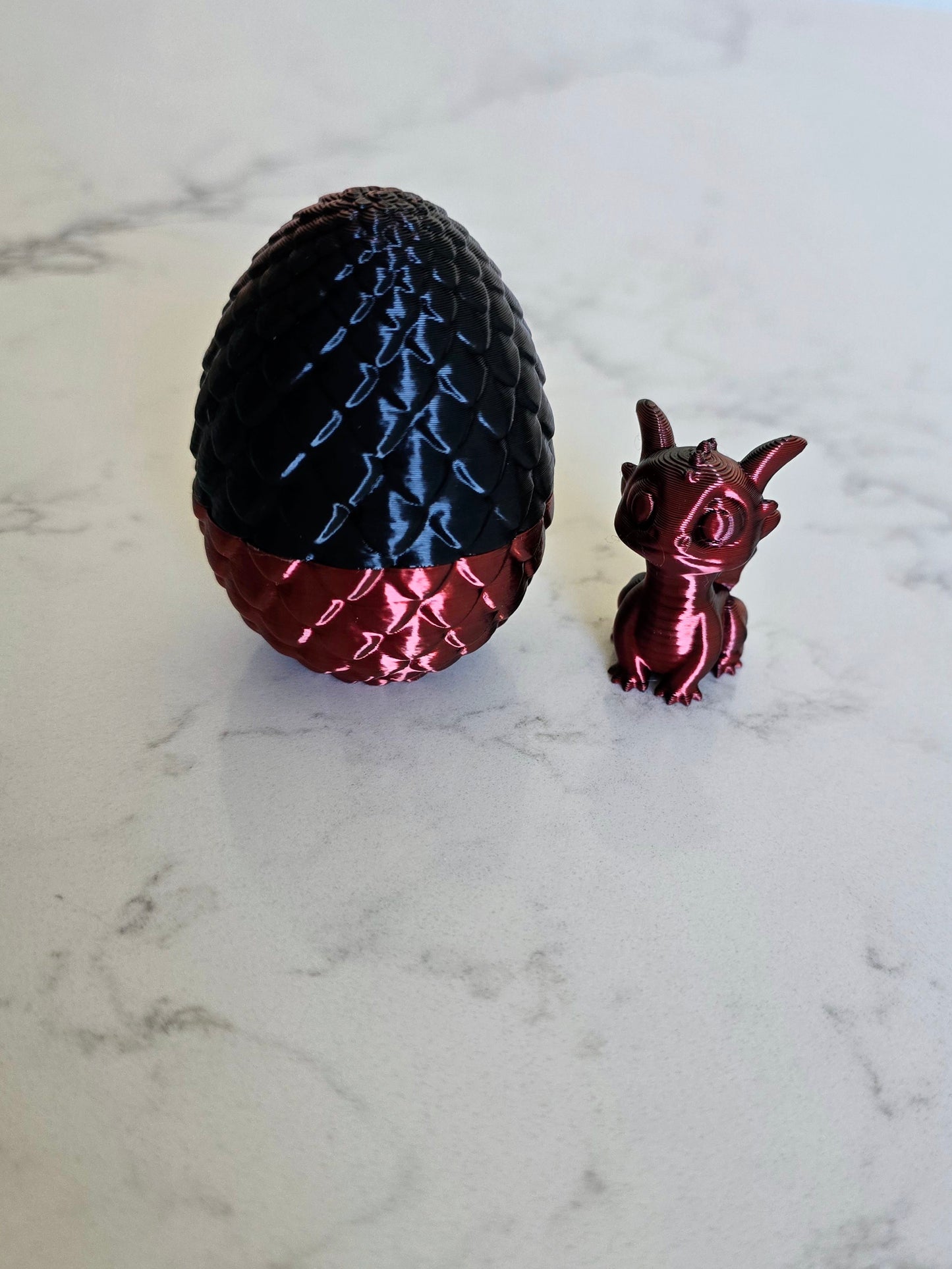 3D Printed Dragon Egg with Tiny Dragon Inside – Imperfect Print