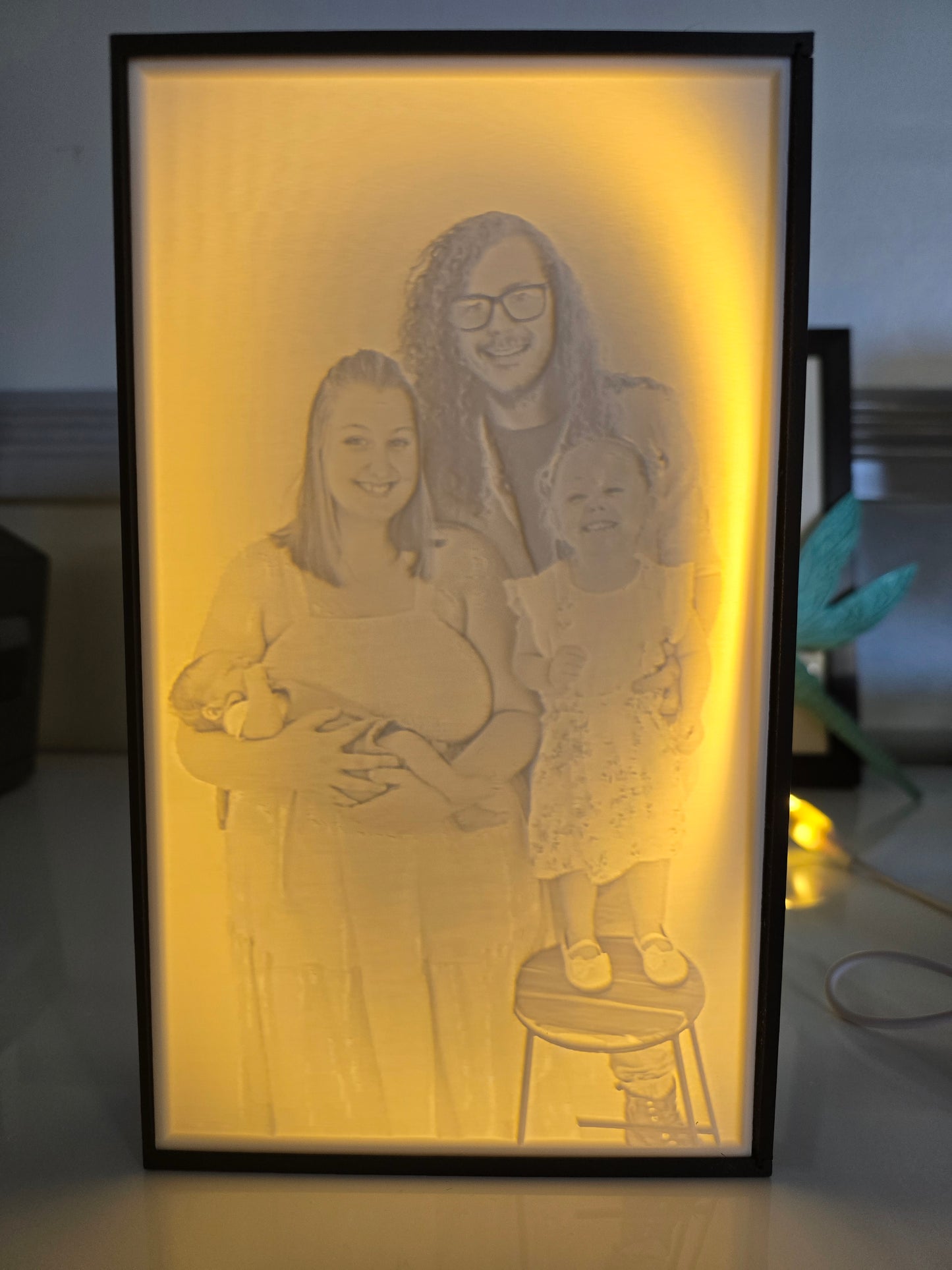 Custom 3D Printed Lithophane Lightbox Keepsake – Memorial, Wedding, Baby or Pet Photo - Light not included
