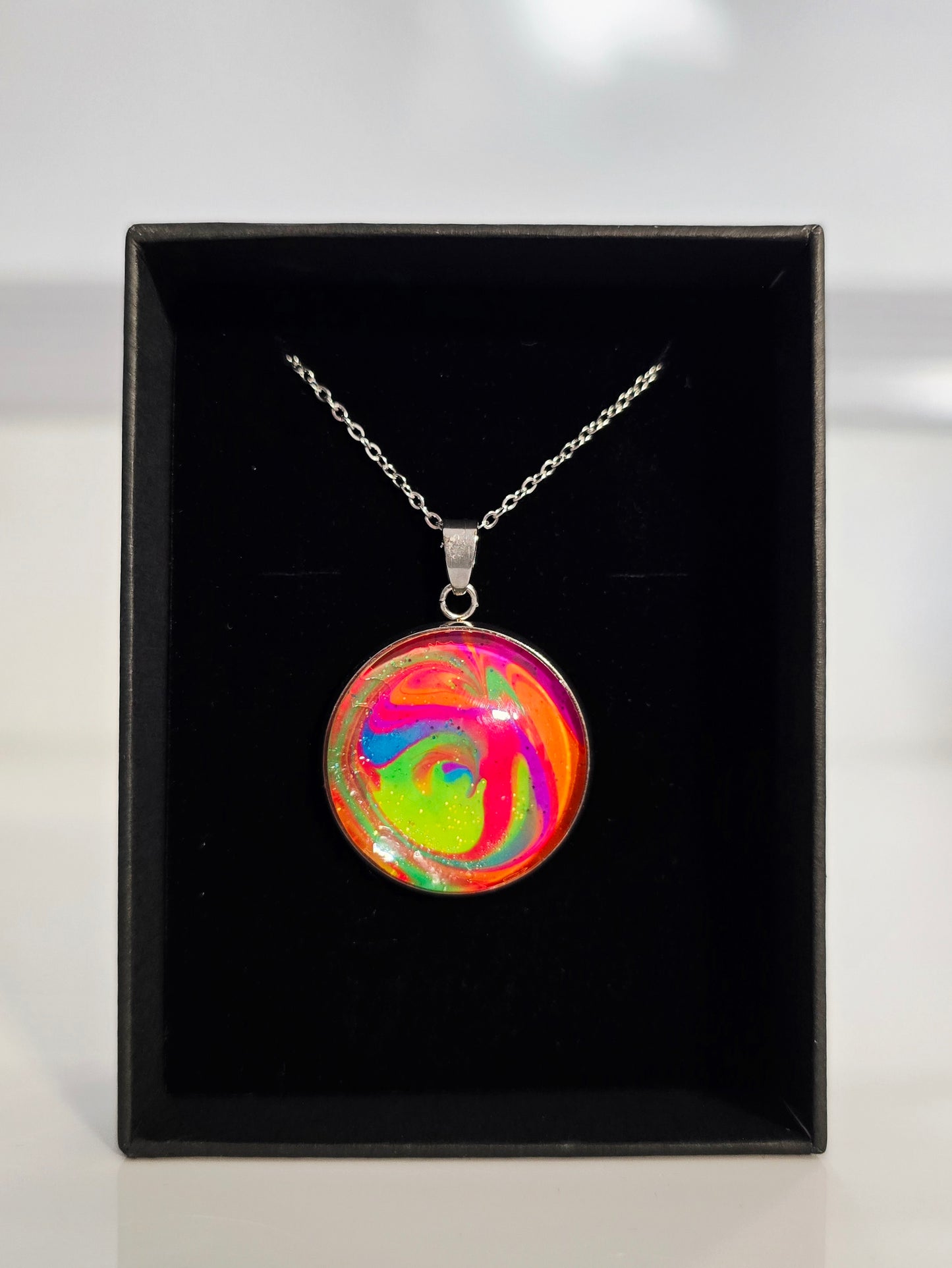 Dopamine - Recycled Paint Pour Jewellery – One of a Kind Stainless Steel Necklace