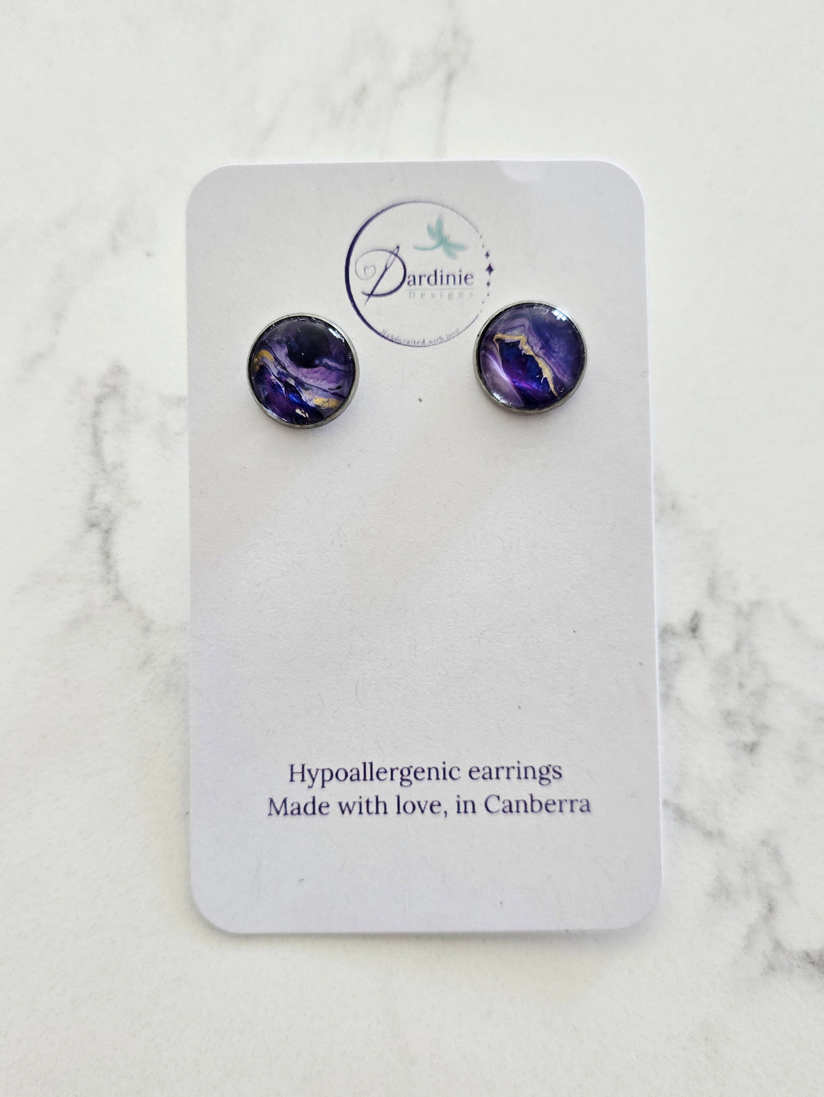 Recycled Paint Pour Stud Earrings – One of a Kind Stainless Steel Earrings
