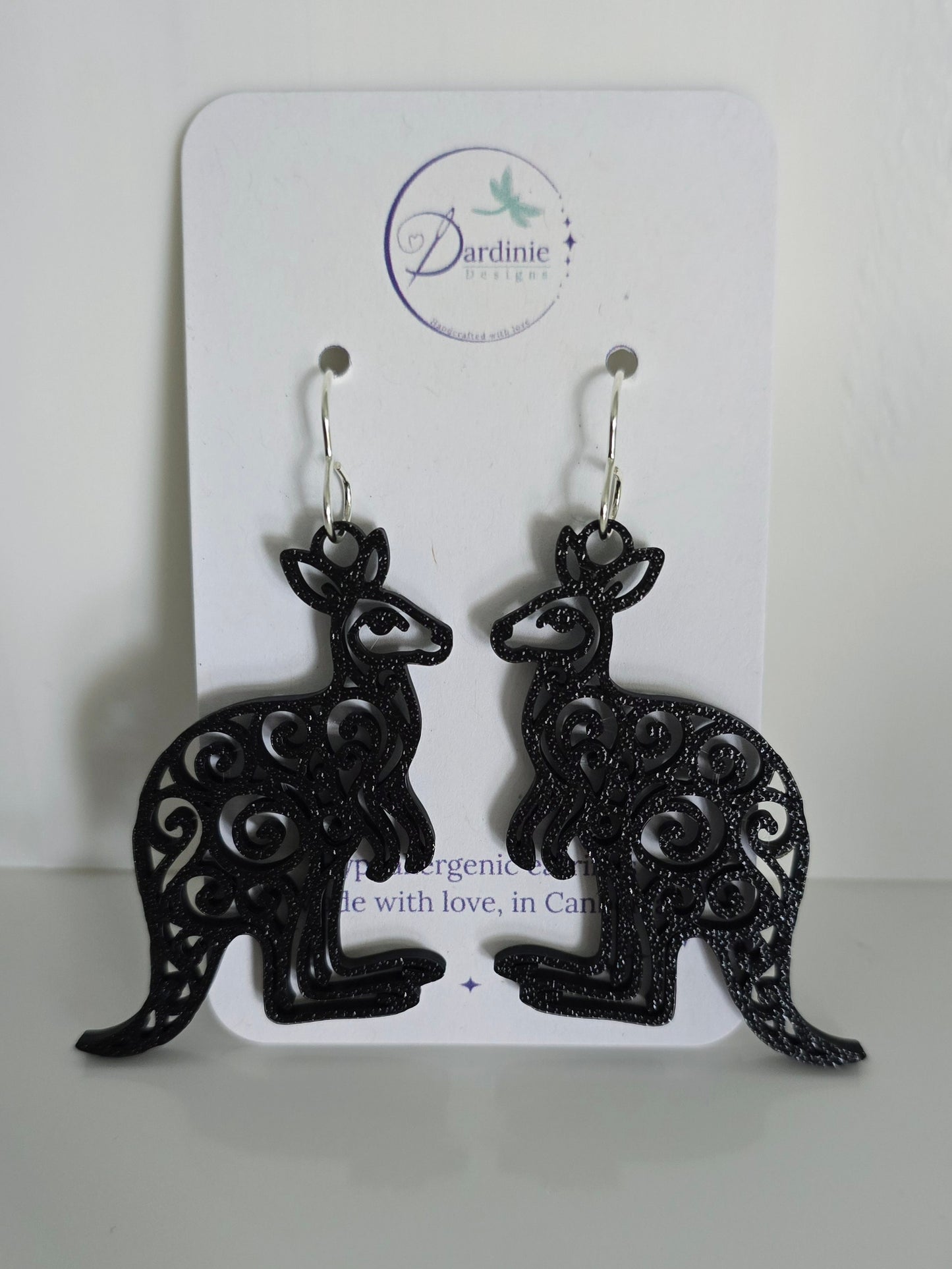 Australian Animal Collection- Kangaroo 3D Printed Earrings with Hypoallergenic Hooks