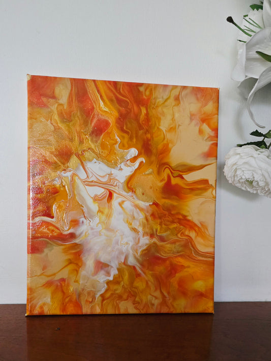 Orange Dreamstate - Original Abstract Acrylic Pour Feature Painting by Australian Artist - one of a kind