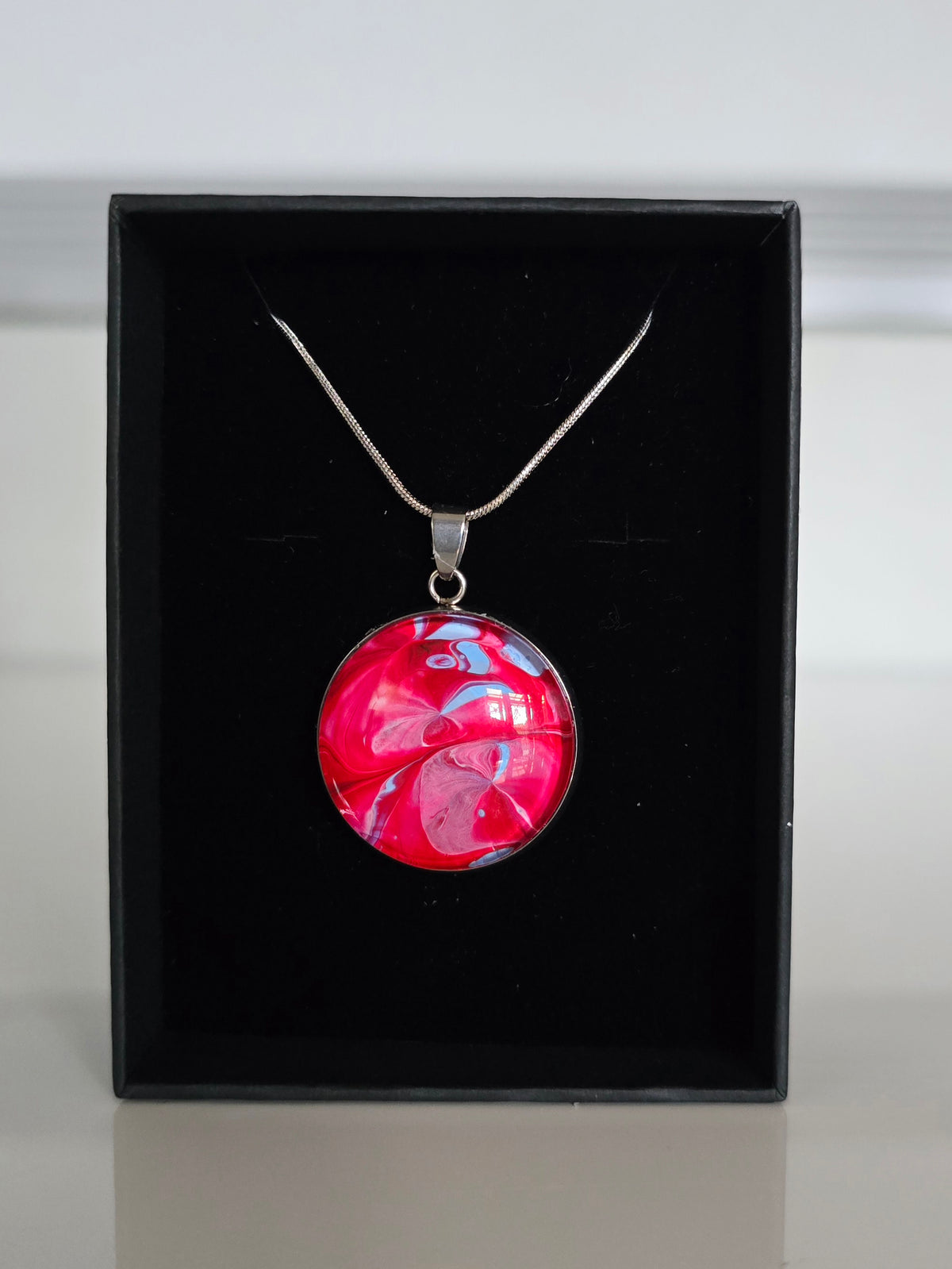 Recycled Paint Pour Jewellery – One of a Kind Stainless Steel Necklace