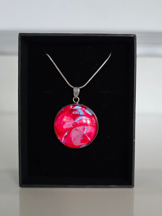 Recycled Paint Pour Jewellery – One of a Kind Stainless Steel Necklace