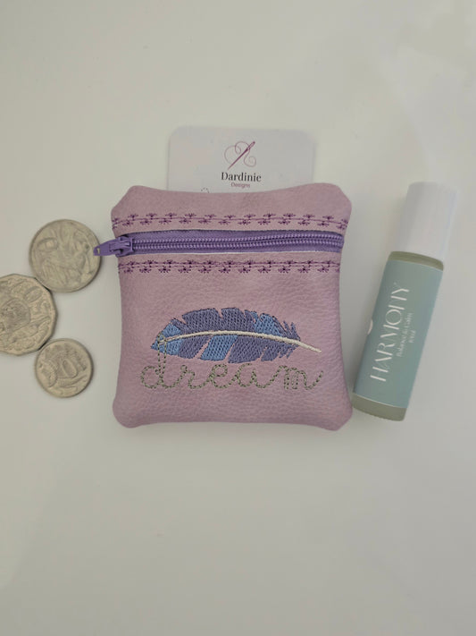 Dream Feather Vinyl Coin Purse - Zip Bag