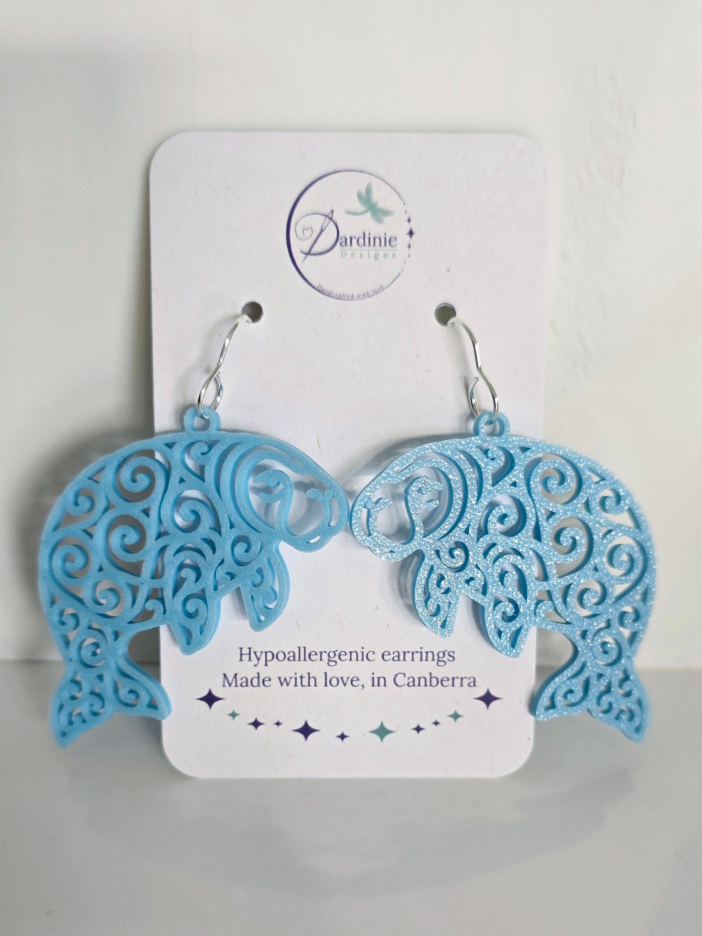 Australian Animal Collection - Dugong 3D Printed Earrings with Hypoallergenic Hooks