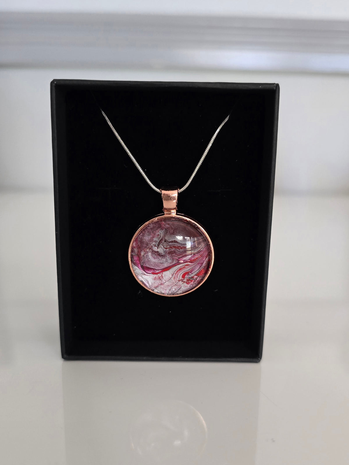 Recycled Paint Pour Jewellery – One of a Kind Stainless Steel Necklace