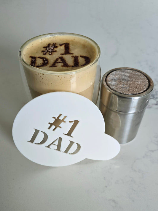 #1 Dad - Coffee / Hot Chocolate Stencil - 3D printed