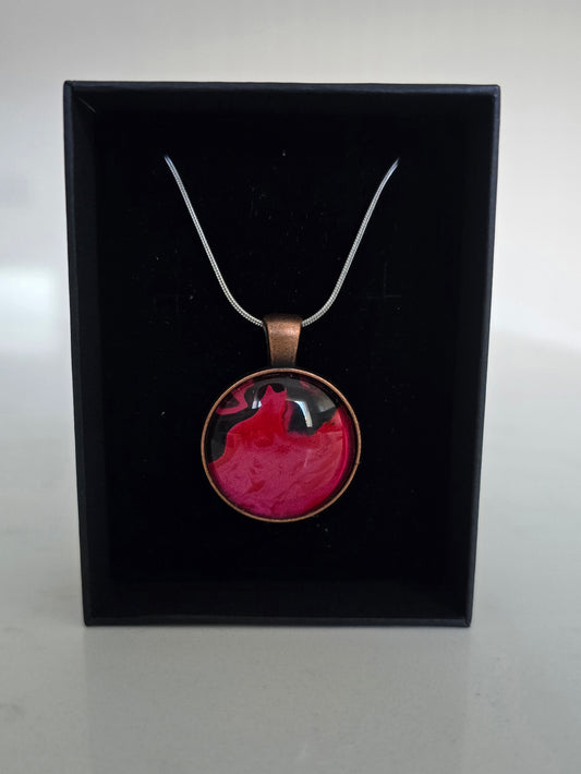 Poppy - Recycled Paint Pour Jewellery – One of a Kind Stainless Steel Necklace - Rose Bronze