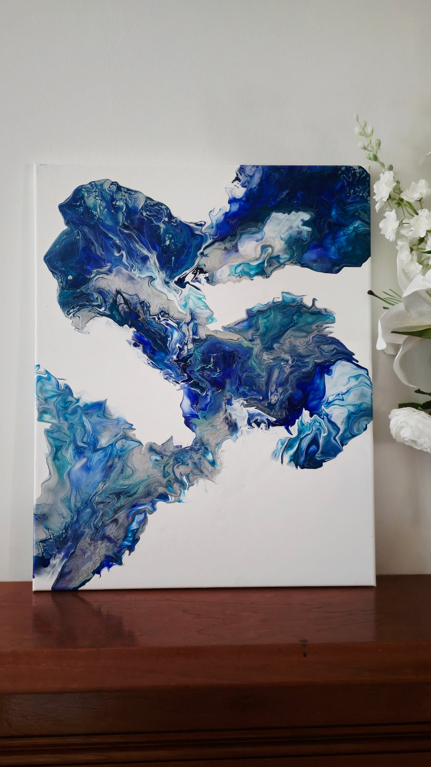 Ocean Spray - Original Abstract Acrylic Pour Statement Painting by Australian Artist - one of a kind