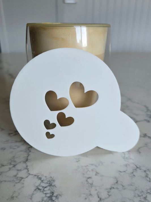 Hearts - Coffee / Hot Chocolate Stencil - 3D printed