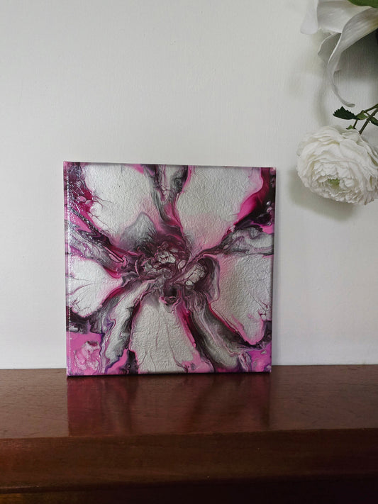 Silver Lily - Original Abstract Acrylic Pour Painting by Australian Artist - one of a kind
