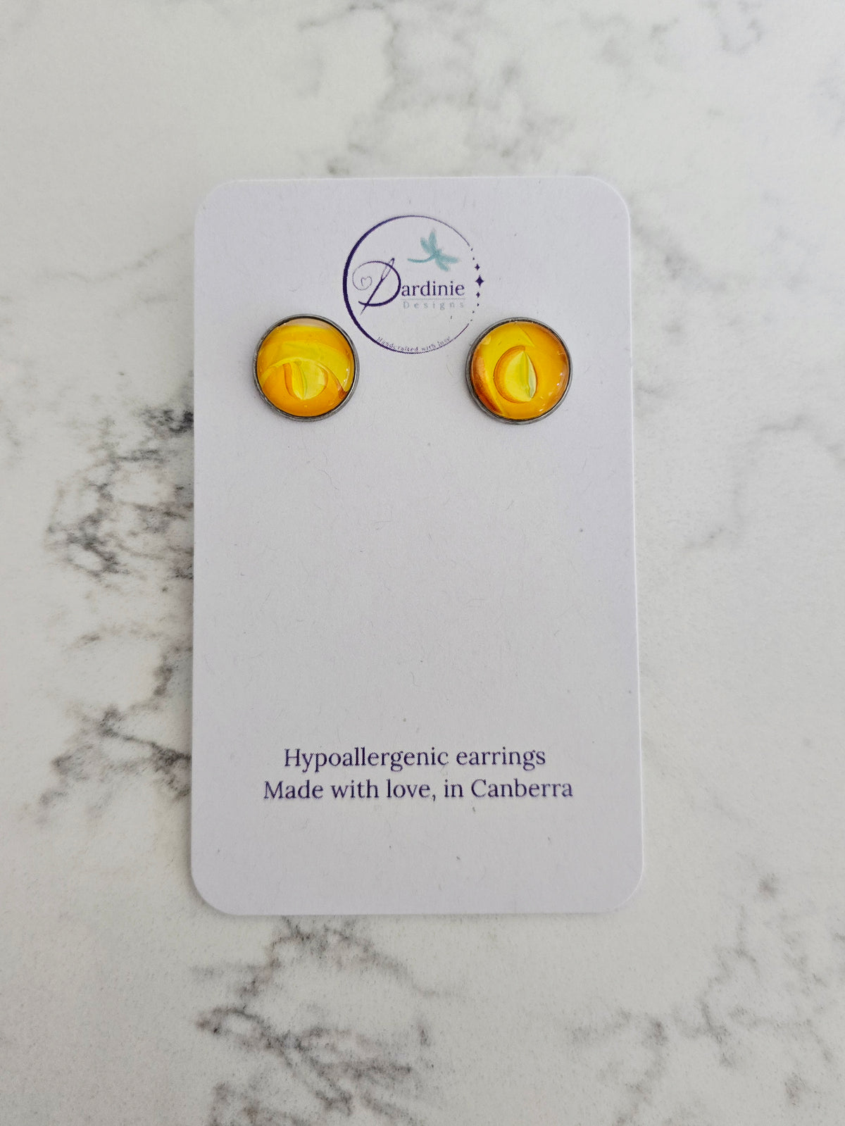 Recycled Paint Pour Stud Earrings – One of a Kind Stainless Steel Earrings
