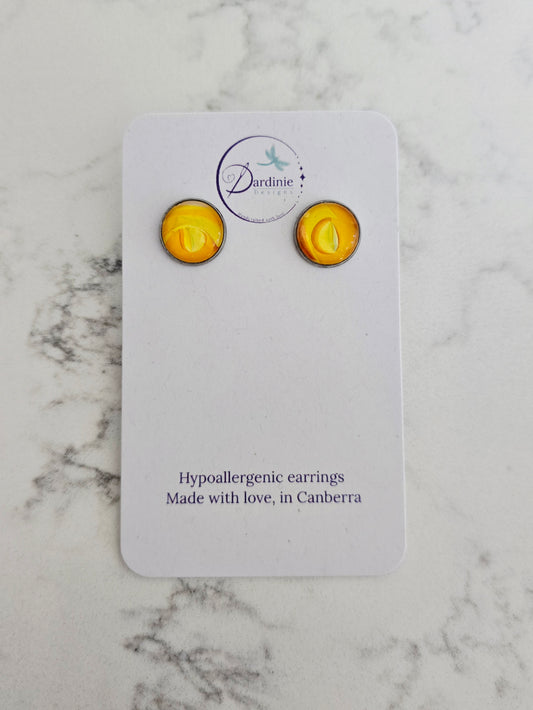 Recycled Paint Pour Stud Earrings – One of a Kind Stainless Steel Earrings