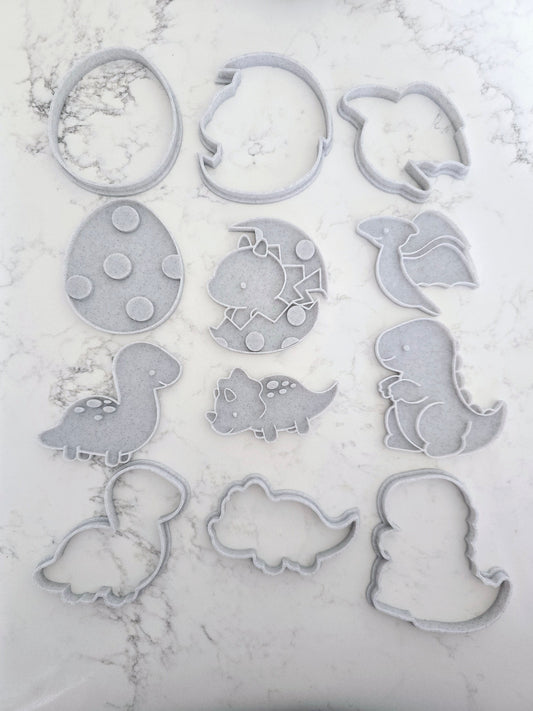 Dinosaur 3D Printed Playdough Cutters - Set of 12