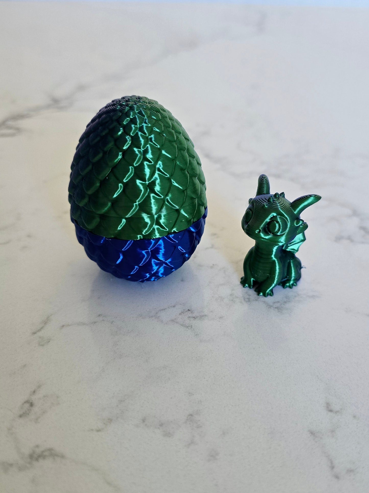 3D Printed Dragon Egg with Tiny Dragon Inside – Imperfect Print