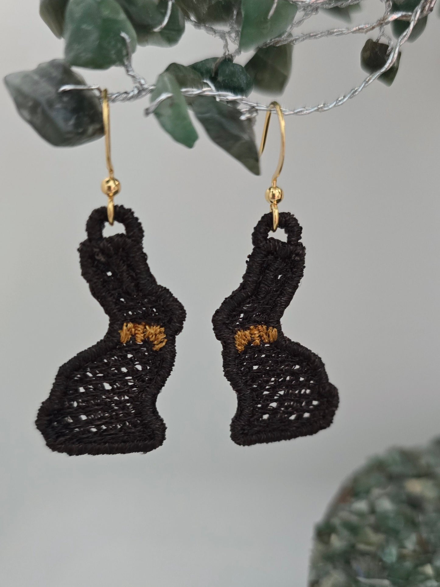 Chocolate Easter Bunny Lightweight Embroidered Earrings with Hypoallergenic hooks