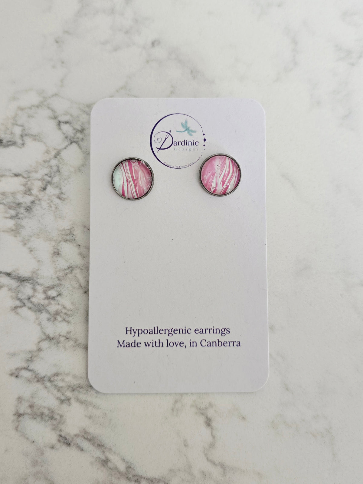 Recycled Paint Pour Stud Earrings – One of a Kind Stainless Steel Earrings