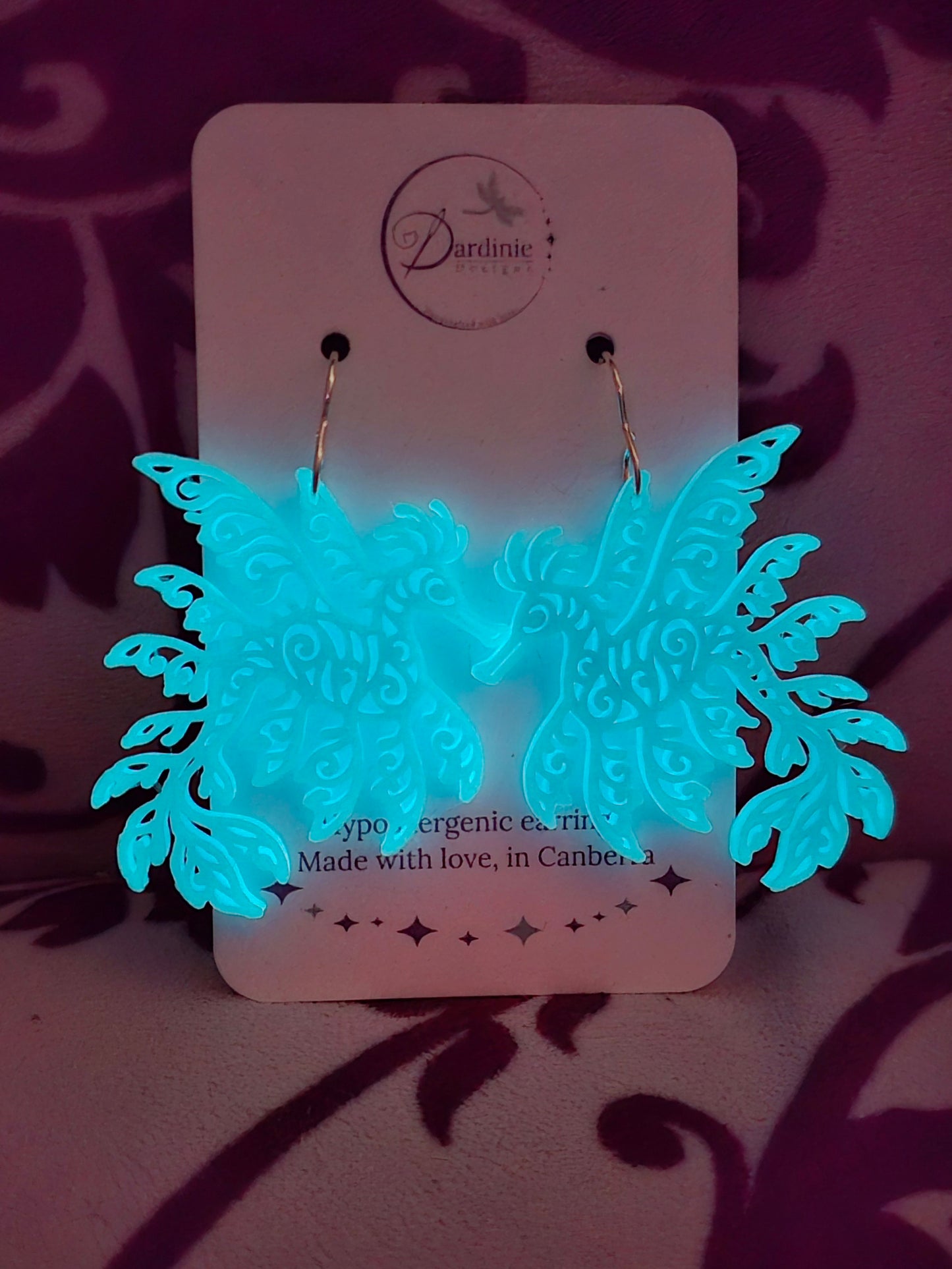 Australian Animal Collection - Leafy Dragon Seahorse 3D Printed Earrings with Hypoallergenic Hooks