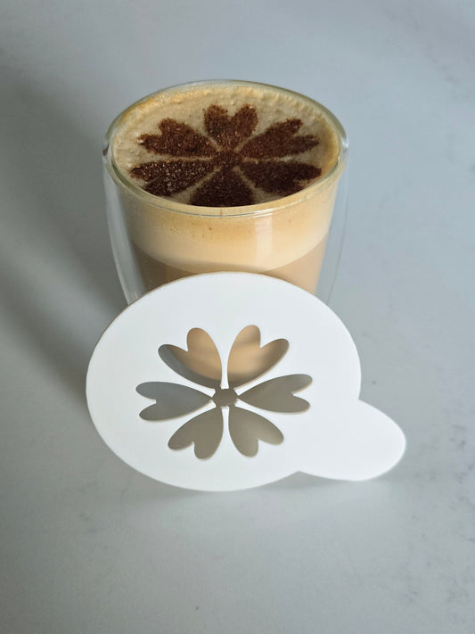 Heart Flower - Coffee / Hot Chocolate Stencil - 3D printed