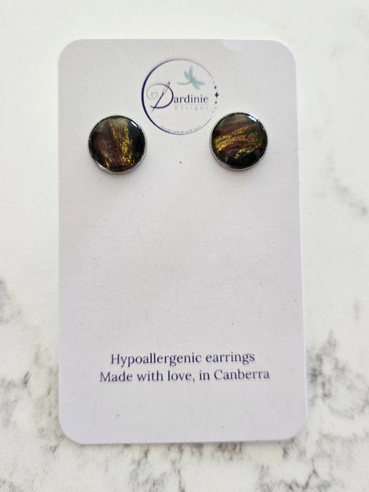 Recycled Paint Pour Stud Earrings – One of a Kind Stainless Steel Earrings