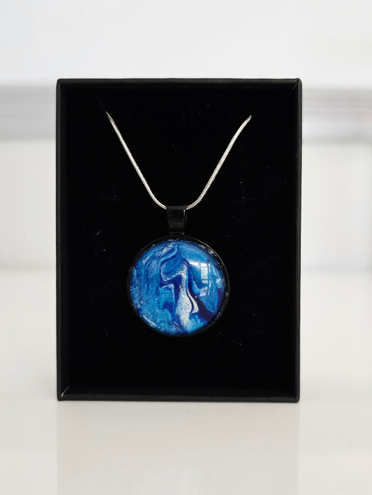 Jervis Bay - Recycled Paint Pour Jewellery – One of a Kind Stainless Steel Necklace