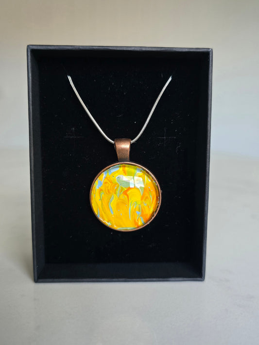 Recycled Paint Pour Jewellery – One of a Kind Stainless Steel Necklace