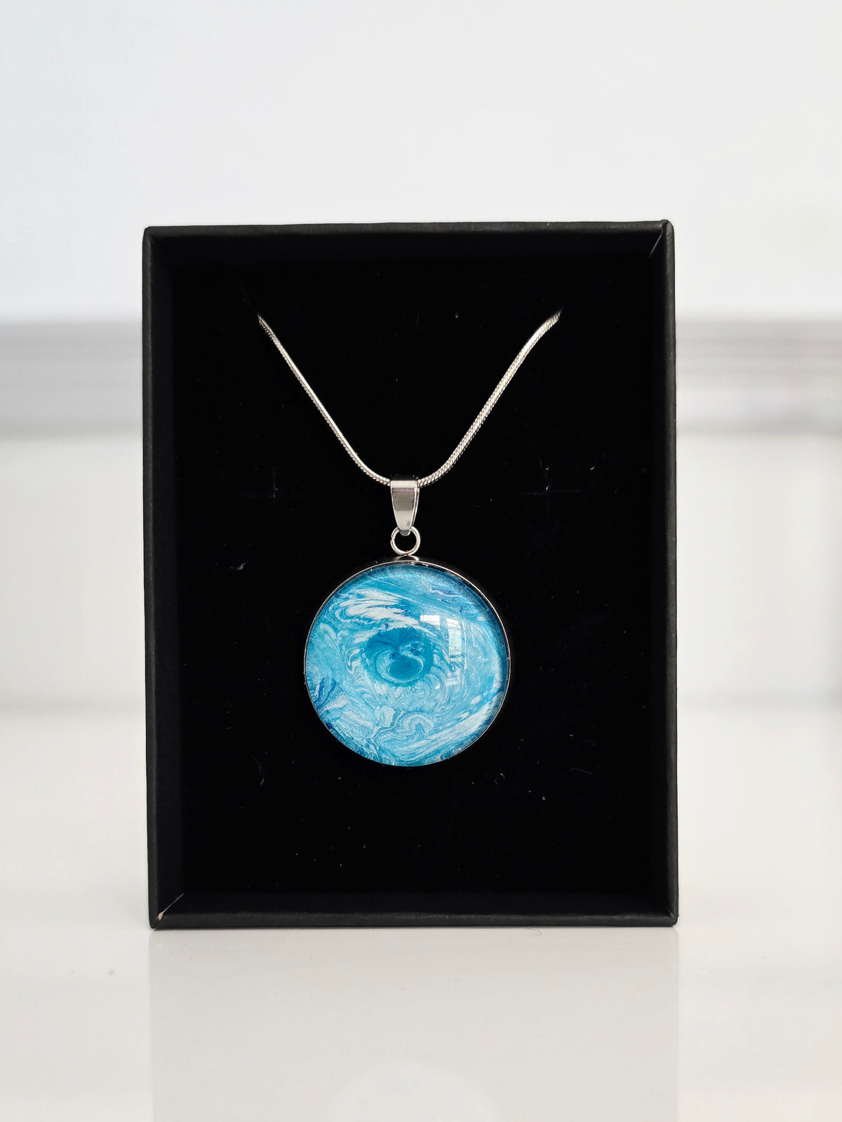 Collingwood Beach - Recycled Paint Pour Jewellery – One of a Kind Stainless Steel Necklace