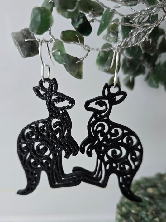Australian Animal Collection- Kangaroo 3D Printed Earrings with Hypoallergenic Hooks
