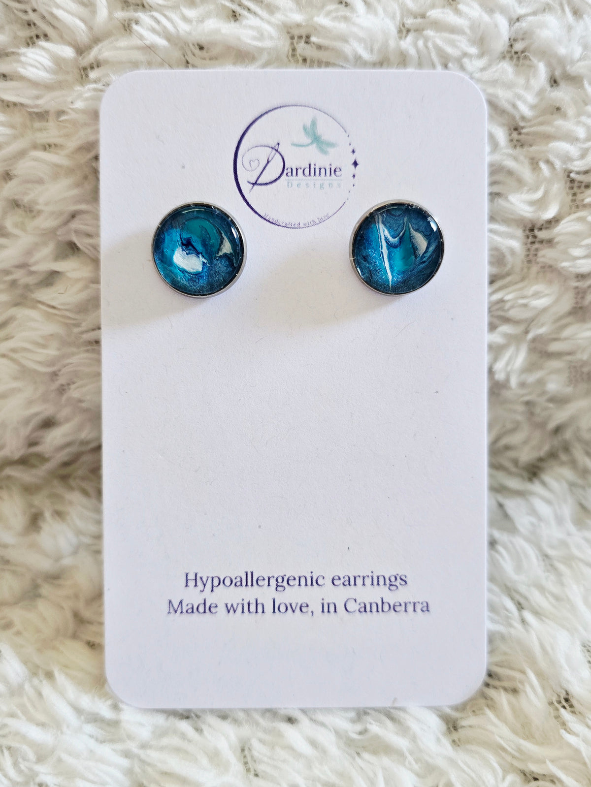 Recycled Paint Pour Stud Earrings – One of a Kind Stainless Steel Earrings