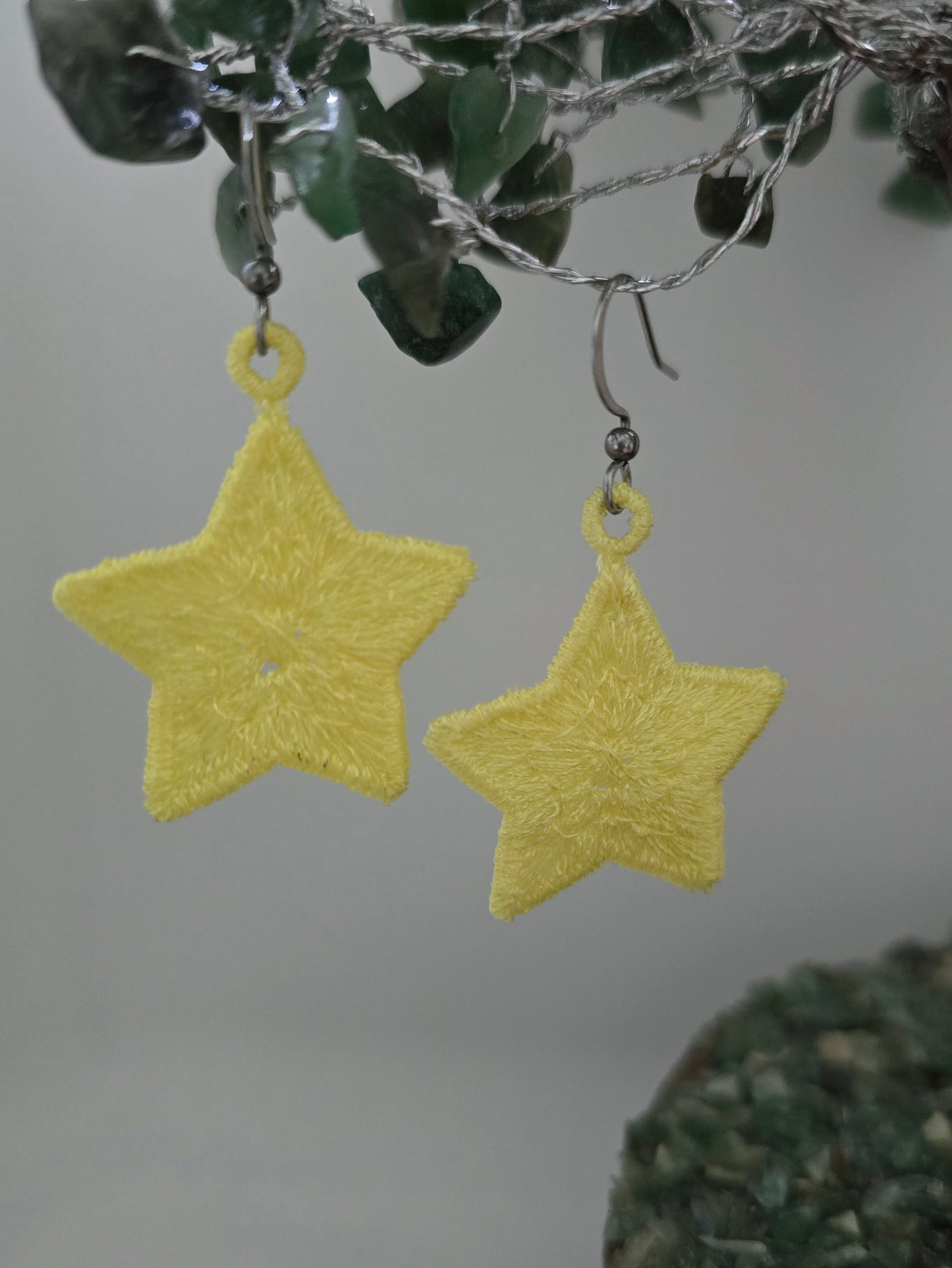 Star Lightweight Embroidered Earrings with Hypoallergenic hooks