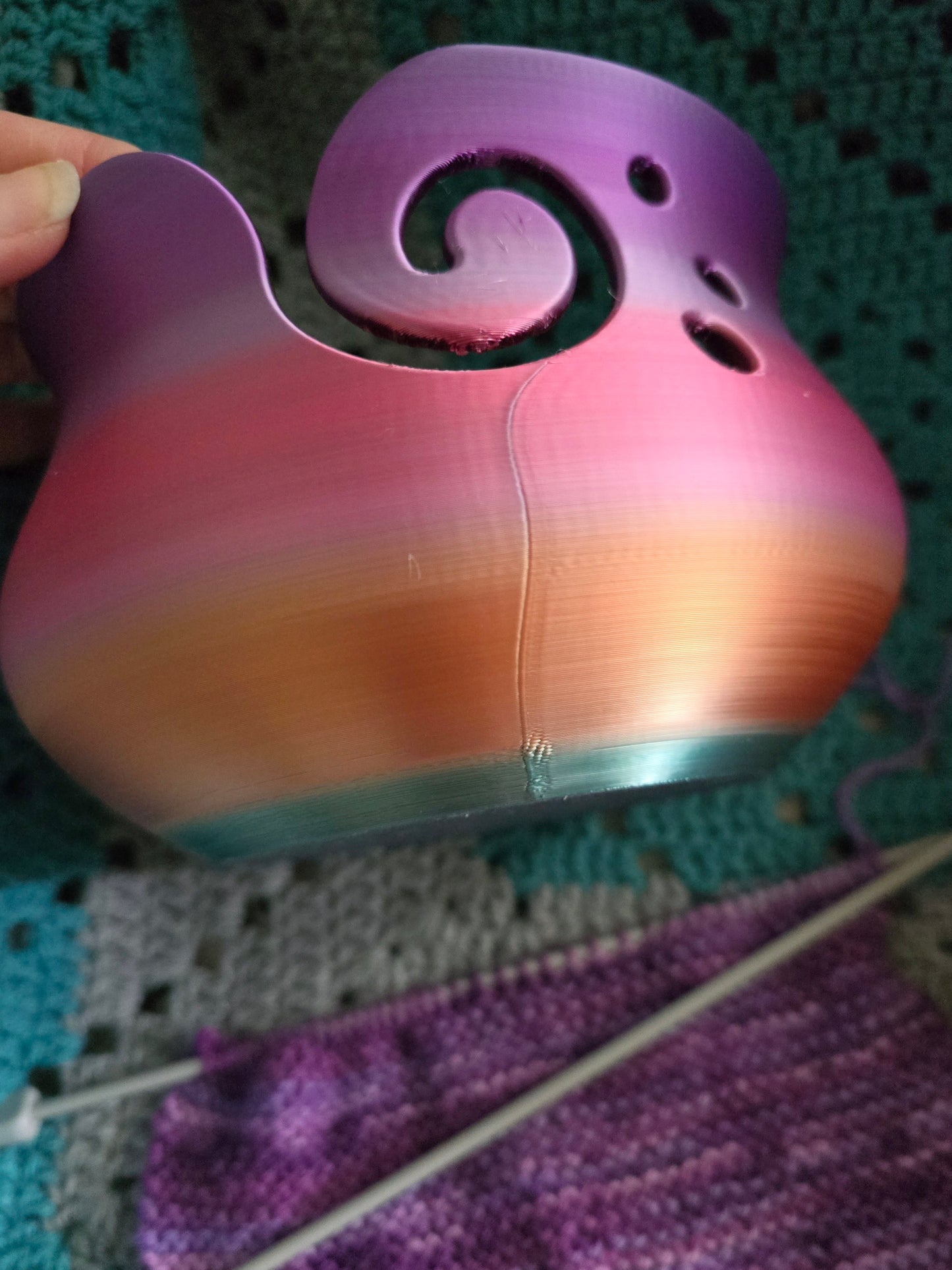 Large Rainbow Yarn Bowl, 3D Printed