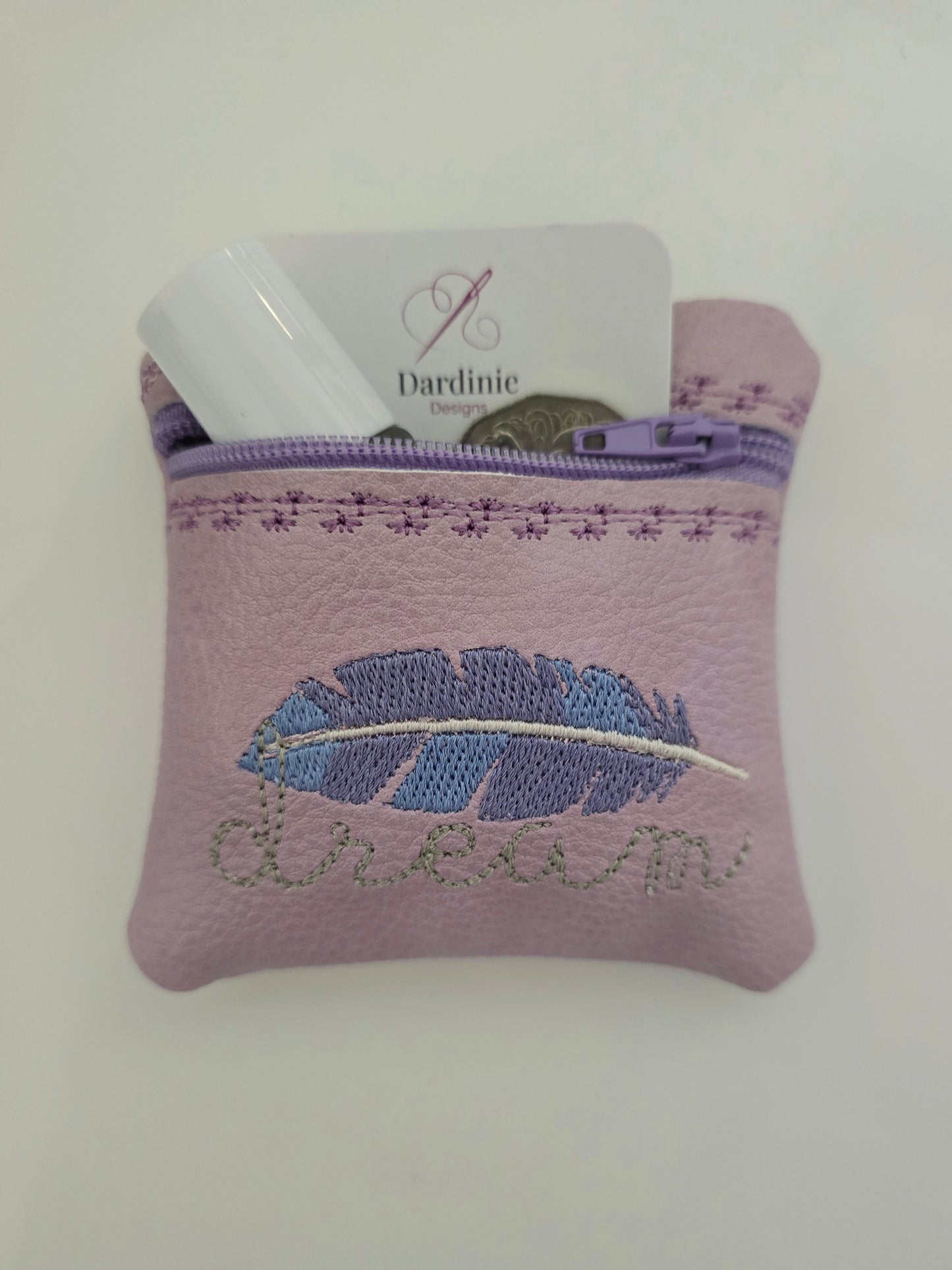 Dream Feather Vinyl Coin Purse - Zip Bag