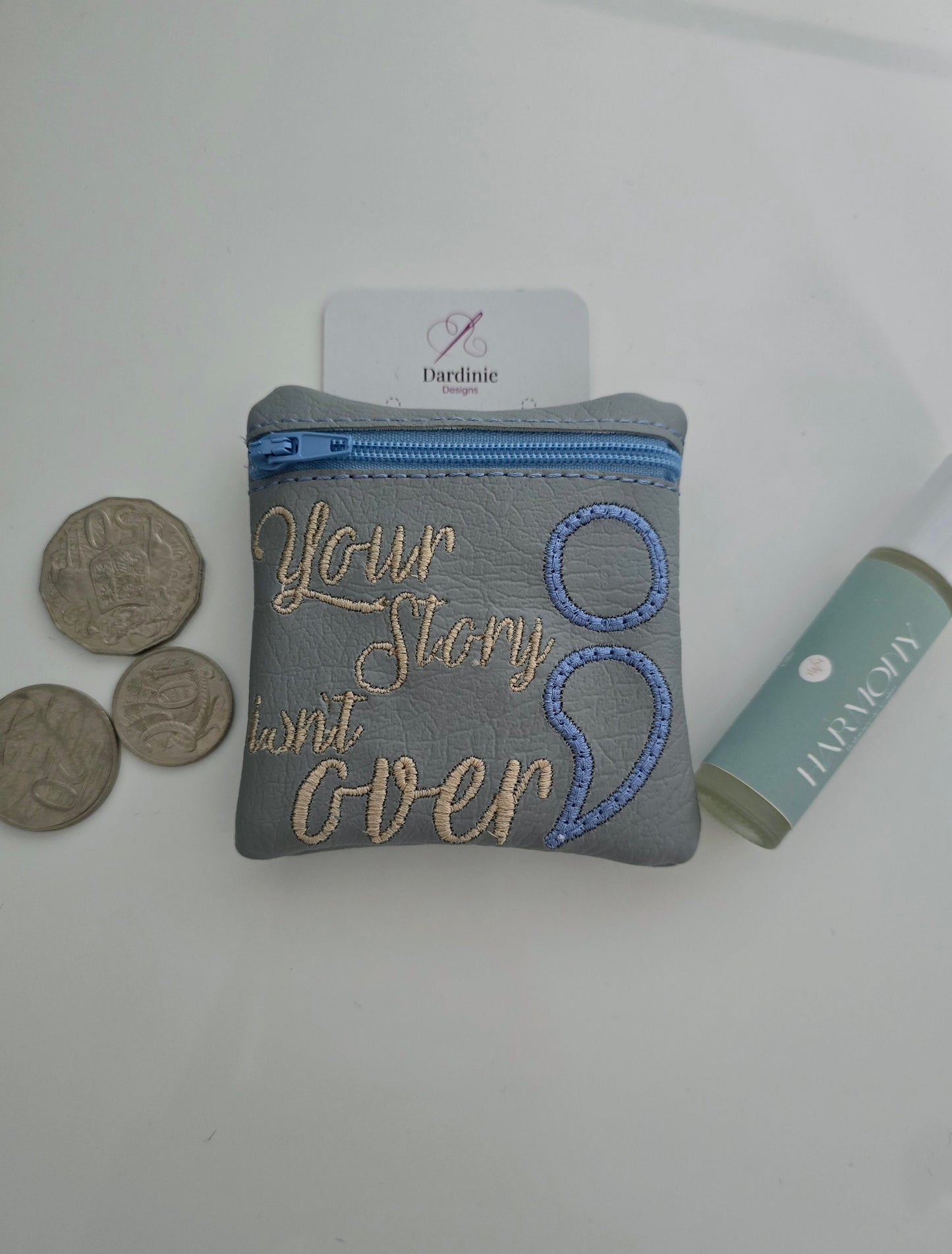 Your Story Isn't Over ; Mental Health Awareness Vinyl Coin Purse - Zip Bag